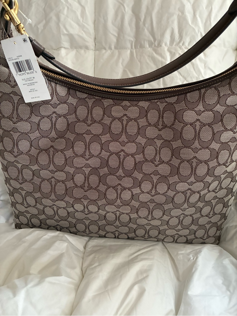 Coach Signature Jacquard Shoulder Bag in Taupe